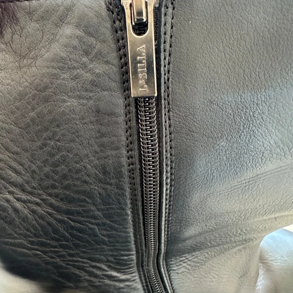 Le Silla Black Leather Mid Calf Square Toe Platform Boots Size 39 (US 8.5-9) - Picture 11 of 12